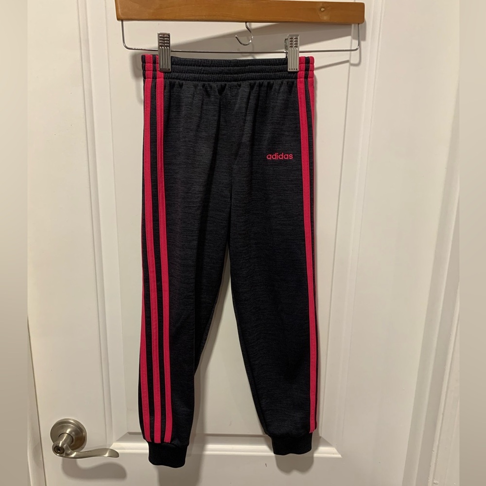 Adidas Kids Black and Pink Track Pants